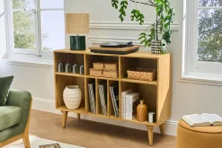 Lampe à poser en céramique vert foncé et abat-jour en raphia naturel H40 cm TIGA