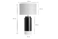 Lampe à poser noire en céramique et abat-jour en rabane H64 cm MAJES