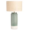 Lampe à poser verte en céramique et abat-jour en rabane H64 cm MAJES
