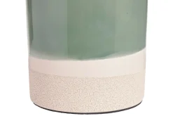 Lampe à poser verte en céramique et abat-jour en rabane H64 cm MAJES