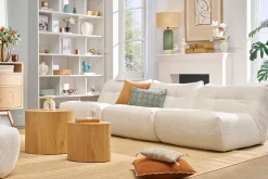 Lampe à poser verte en céramique et abat-jour en rabane H64 cm MAJES