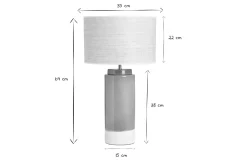 Lampe à poser verte en céramique et abat-jour en rabane H64 cm MAJES