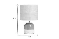 Lampe à poser verte en céramique et abat-jour en rabane H35 cm PIEGA