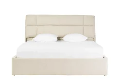Lit coffre 2 places 160x200 cm en tissu texturé beige HONO