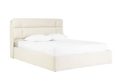 Lit coffre 2 places 160x200 cm en tissu texturé beige HONO