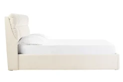 Lit coffre 2 places 160x200 cm en tissu texturé beige HONO