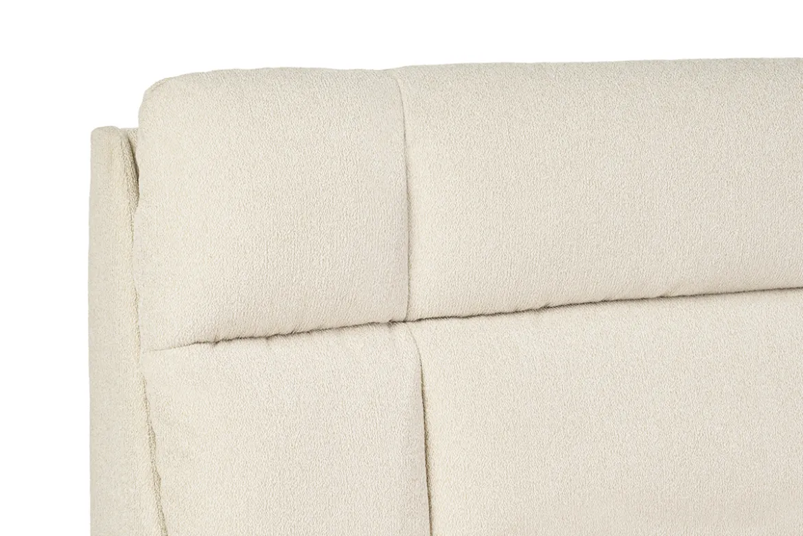 Lit coffre 2 places 160x200 cm en tissu texturé beige HONO