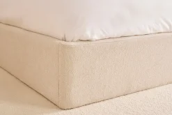 Lit coffre 2 places 160x200 cm en tissu texturé beige HONO