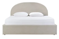 Lit coffre 2 places 160x200 cm en tissu beige OREN