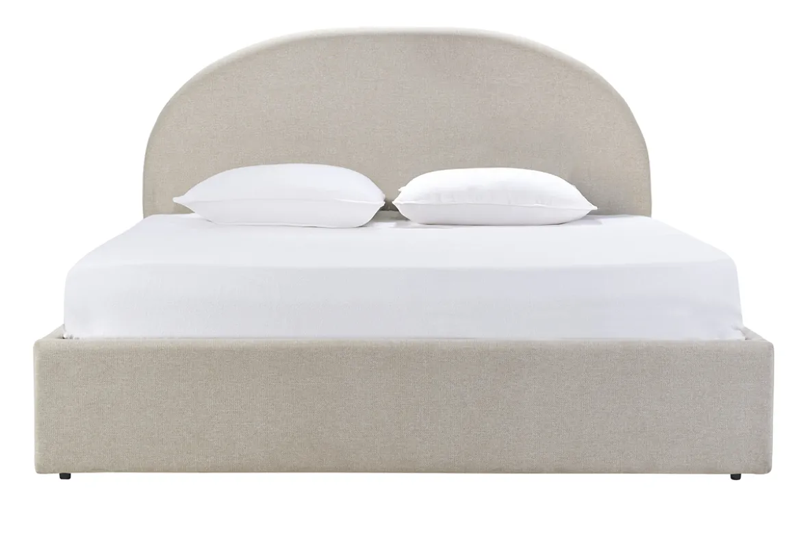 Lit coffre 2 places 160x200 cm en tissu beige OREN