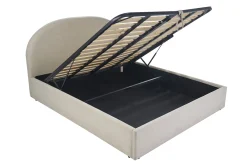 Lit coffre 2 places 160x200 cm en tissu beige OREN