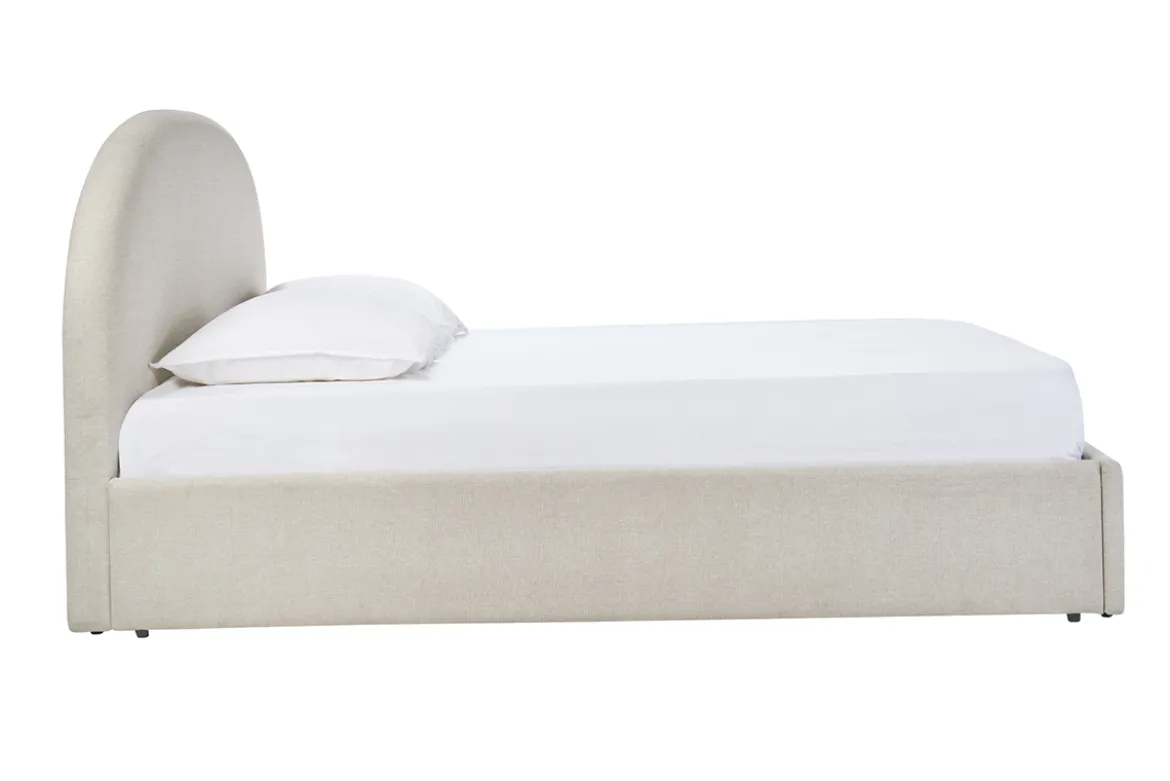 Lit coffre 2 places 160x200 cm en tissu beige OREN