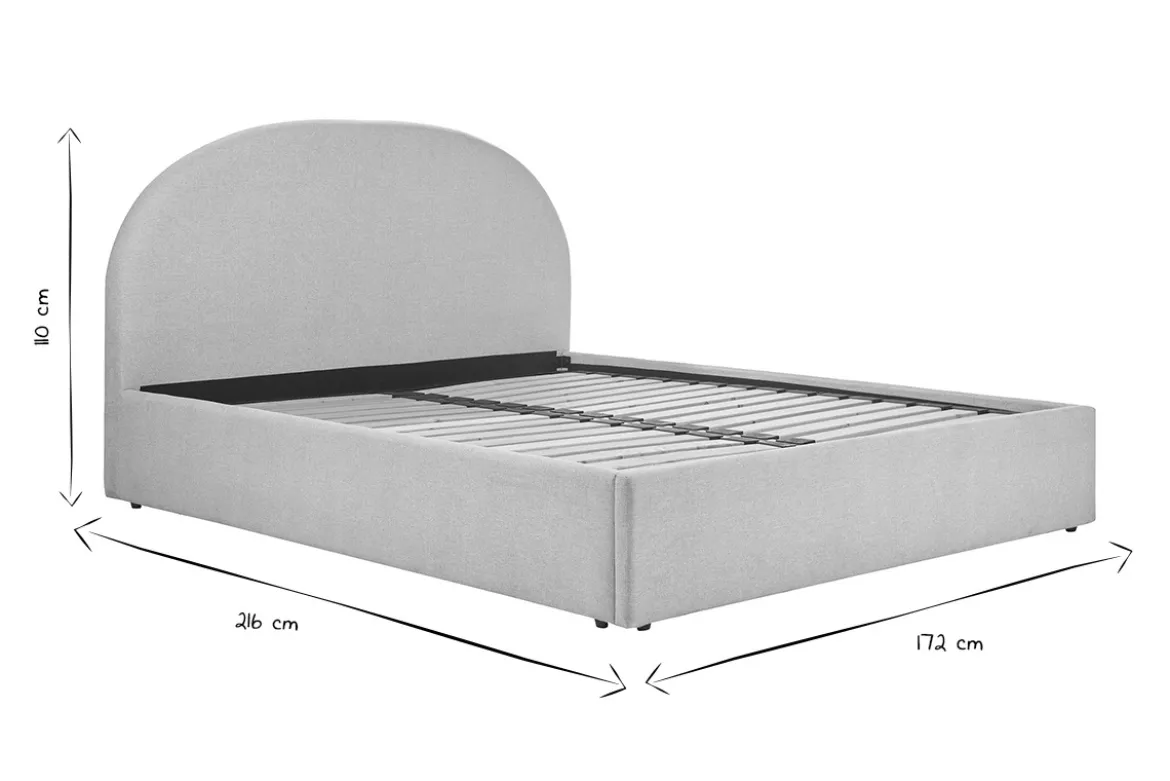 Lit coffre 2 places 160x200 cm en tissu beige OREN