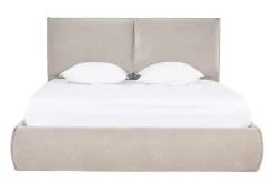 Lit coffre 2 places 160x200 cm en tissu chenille beige VIGO
