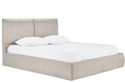 Lit coffre 2 places 160x200 cm en tissu chenille beige VIGO