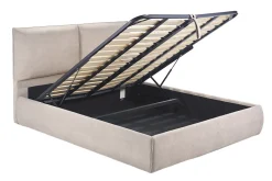 Lit coffre 2 places 160x200 cm en tissu chenille beige VIGO