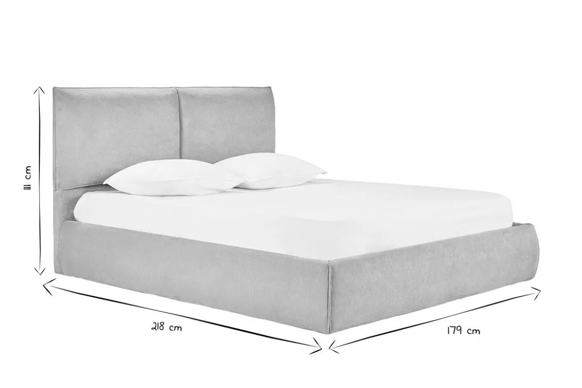 Lit coffre 2 places 160x200 cm en tissu chenille beige VIGO