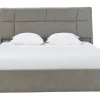 Lit coffre 2 places 160x200 cm en tissu texturé taupe HONO