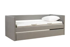 Lit gigogne en tissu gris 90x190 cm ELIE