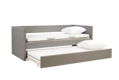 Lit gigogne en tissu gris 90x190 cm ELIE