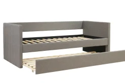 Lit gigogne en tissu gris 90x190 cm ELIE