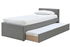 Lit gigogne en tissu gris 90x190 cm MACCO