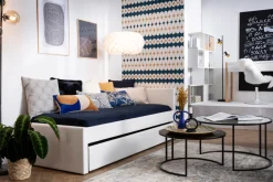 Lit gigogne en tissu gris 90x190 cm MACCO