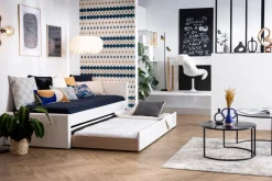 Lit gigogne en tissu gris 90x190 cm MACCO
