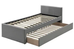 Lit gigogne en tissu gris 90x190 cm MACCO