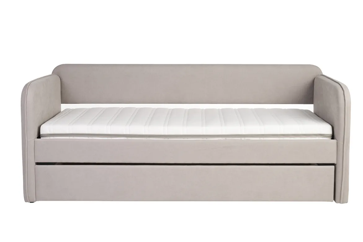 Lit gigogne en tissu taupe 90 x 190 cm EDISON