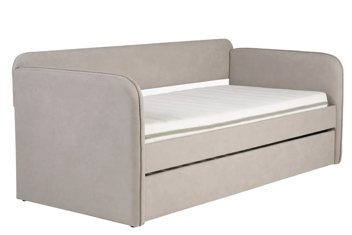 Lit gigogne en tissu taupe 90 x 190 cm EDISON