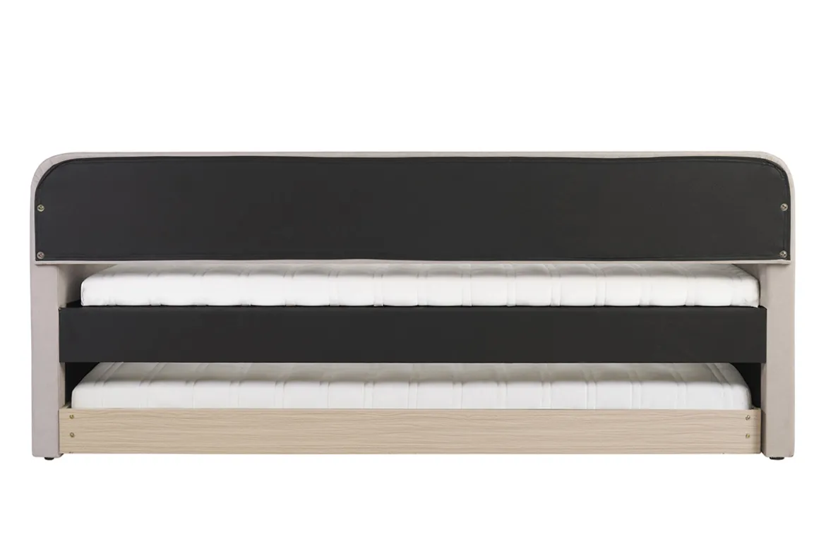Lit gigogne en tissu taupe 90 x 190 cm EDISON
