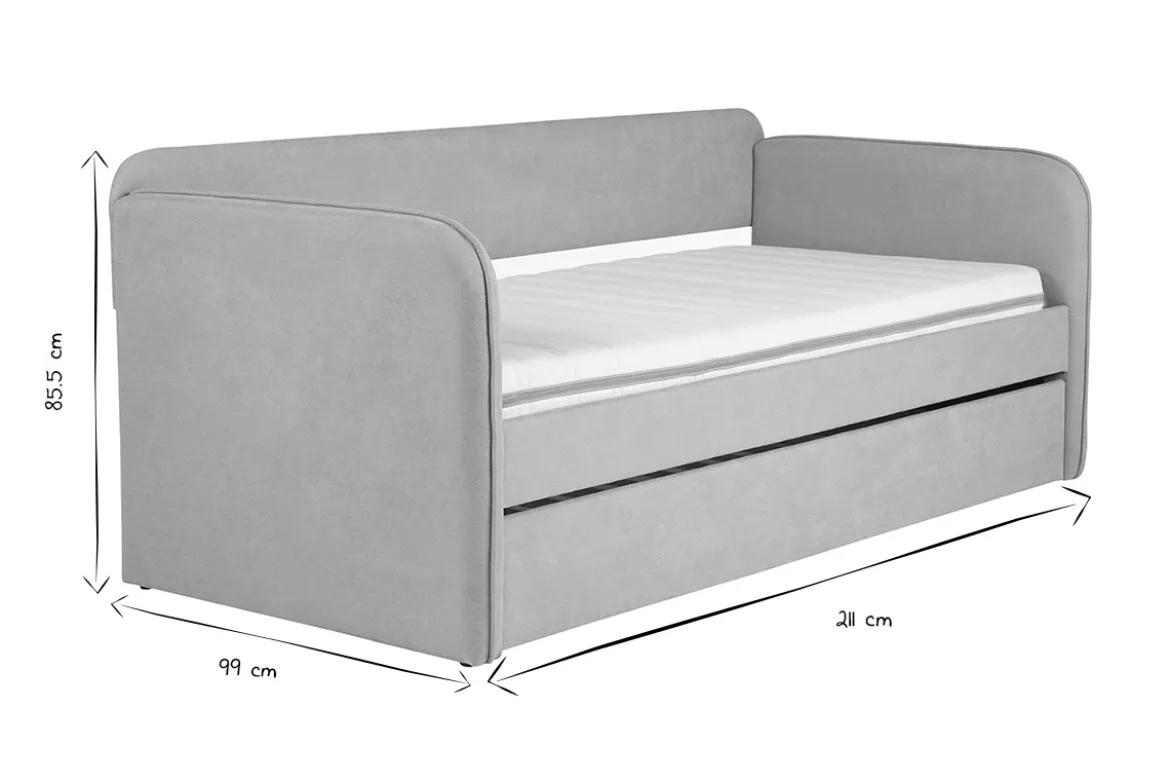 Lit gigogne en tissu taupe 90 x 190 cm EDISON