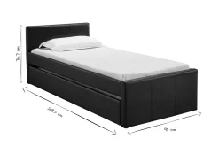 Lit gigogne noir mat 90x190 cm MACCO