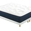 Lit 2 places 160x200 cm avec sommiers tapissiers et matelas avec accueil mousse mémoire de forme BENJI