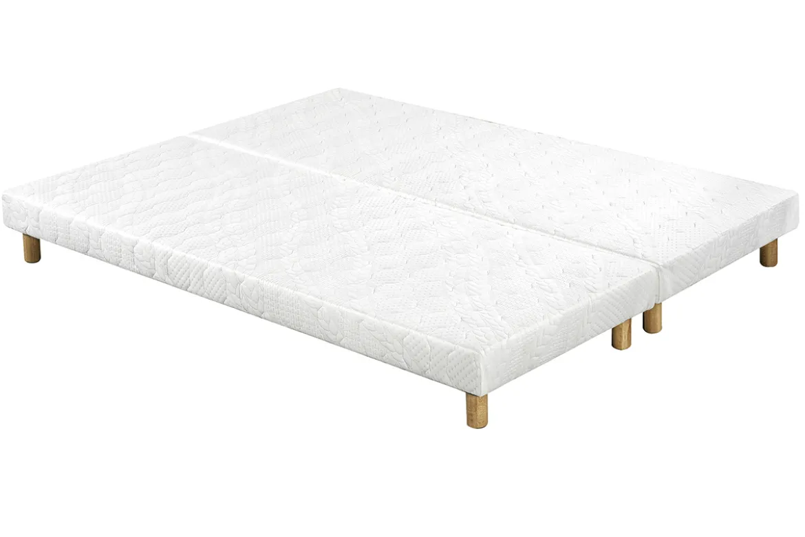 Lit 2 places 160x200 cm avec sommiers tapissiers et matelas avec accueil mousse mémoire de forme BENJI
