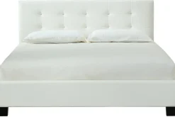 Lit 2 places 160x200 cm blanc capitonné MARQUISE