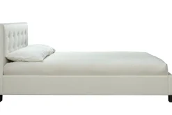 Lit 2 places 160x200 cm blanc capitonné MARQUISE