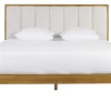Lit 2 places 160x200 cm en bois clair et tissu gris clair RONN