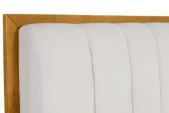 Lit 2 places 160x200 cm en bois clair et tissu gris clair RONN