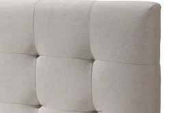 Lit 2 places 160x200 cm en bois et tissu beige LYNN