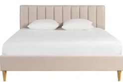 Lit 2 places 160x200 cm en tissu beige DIANE