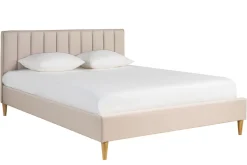 Lit 2 places 160x200 cm en tissu beige DIANE