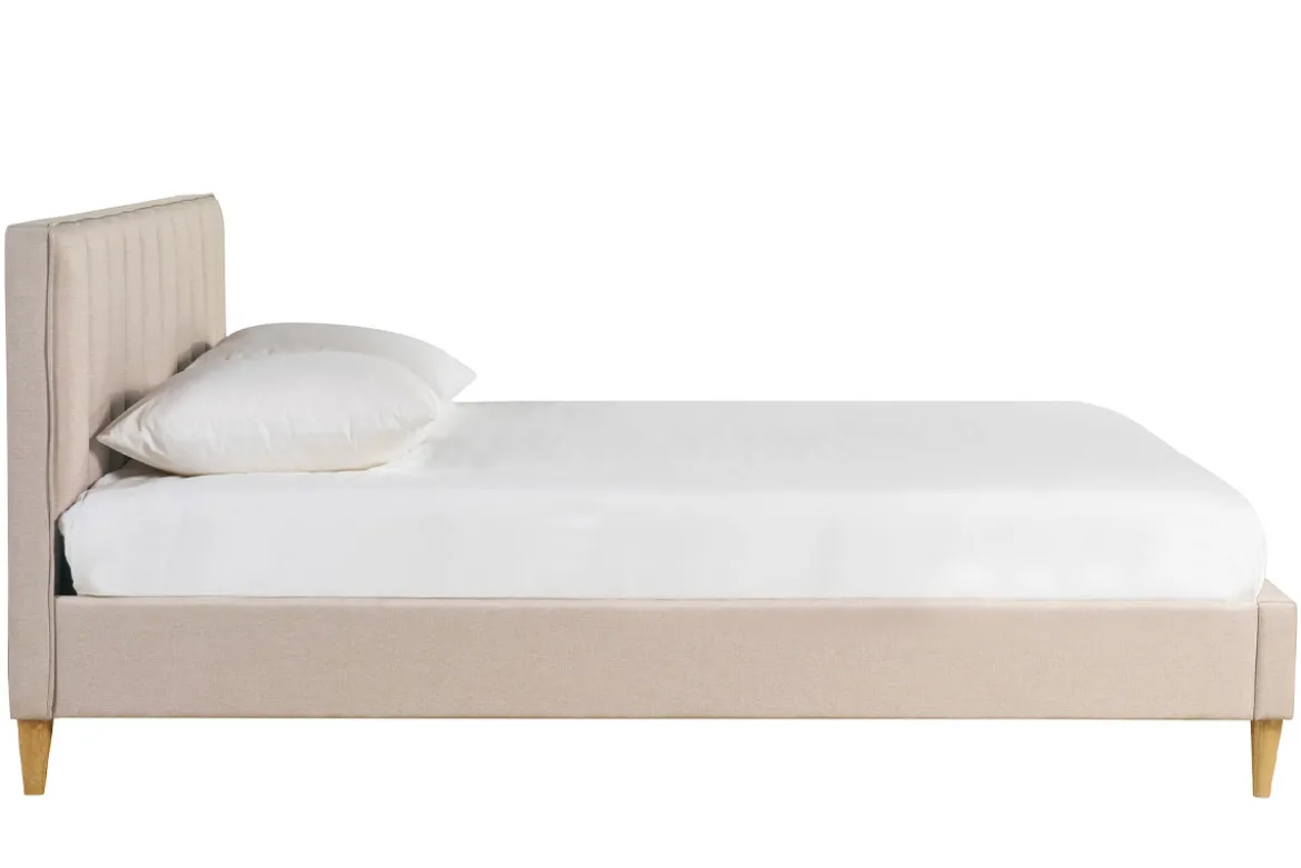 Lit 2 places 160x200 cm en tissu beige DIANE