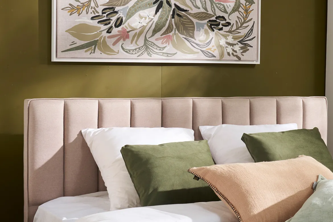 Lit 2 places 160x200 cm en tissu beige DIANE