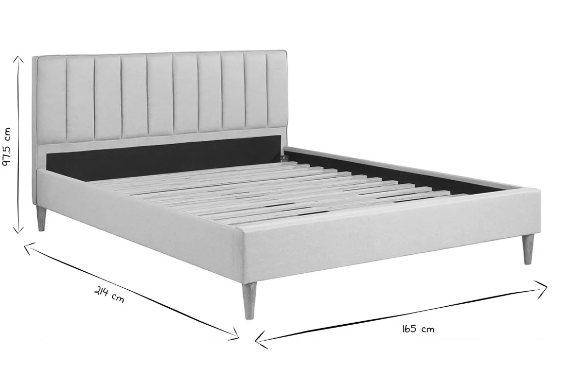 Lit 2 places 160x200 cm en tissu beige DIANE
