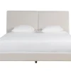 Lit 2 places 160x200 cm en tissu beige et bois clair SALOME
