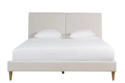 Lit 2 places 160x200 cm en tissu beige et bois clair SALOME