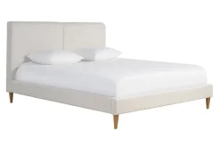 Lit 2 places 160x200 cm en tissu beige et bois clair SALOME