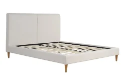 Lit 2 places 160x200 cm en tissu beige et bois clair SALOME